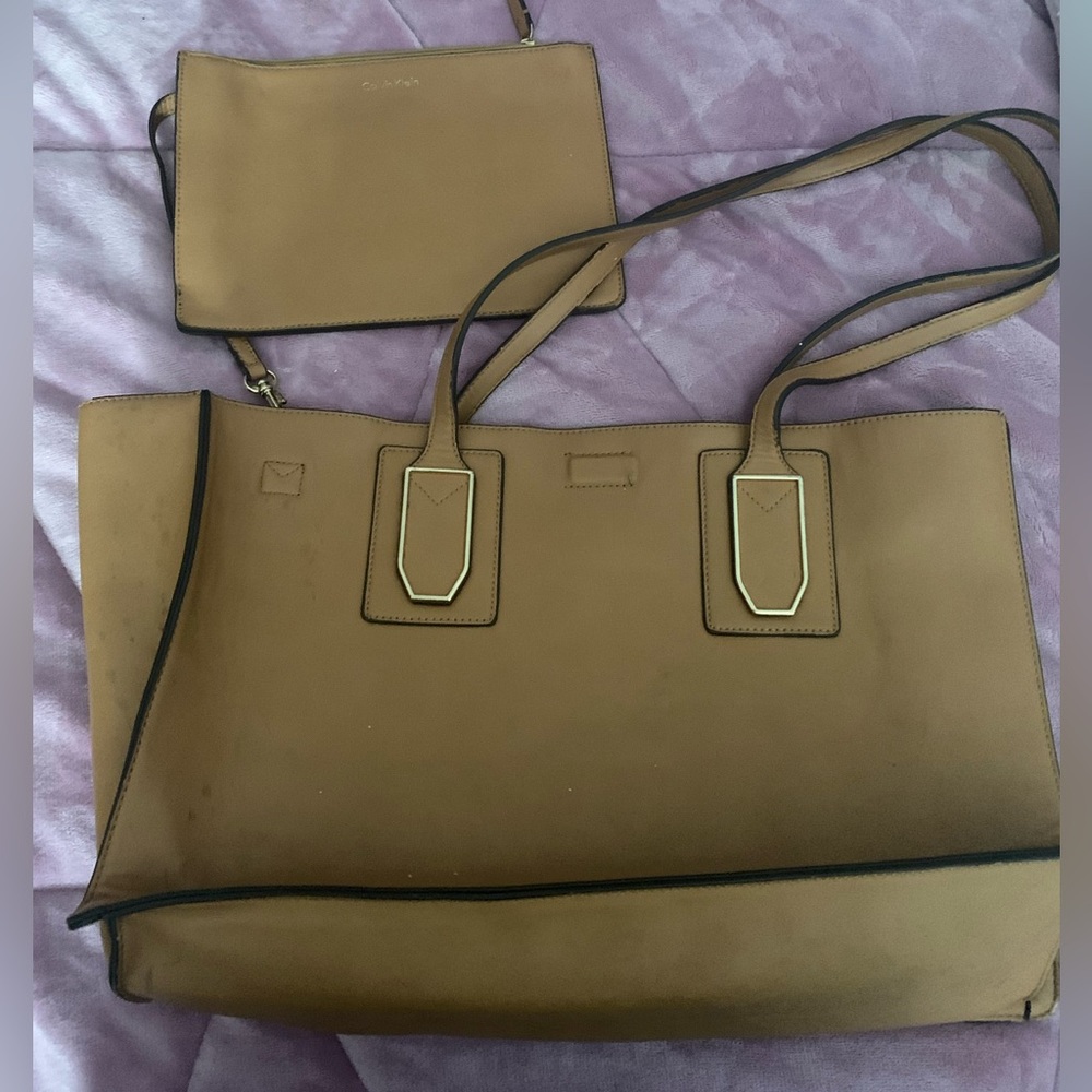 Large Calvin Klein purse with attached wristlet